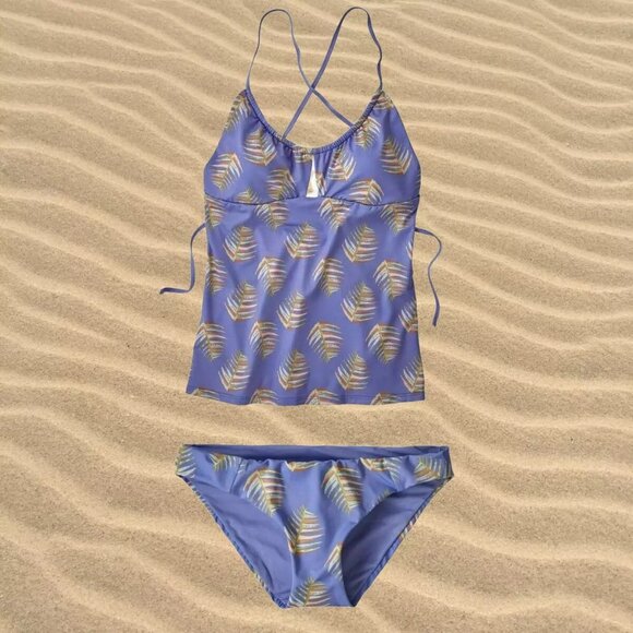 Patagonia 2 Piece Tankini Swimsuit Top & Sunamee Bottoms Palms of My Heart NWT - Picture 1 of 12